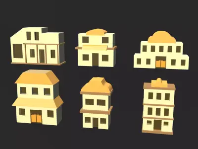 Cartoon Building Collection Low-poly 3D model