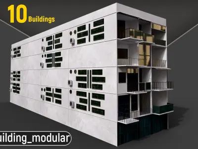 AC Building modular UE Low-poly 3D model