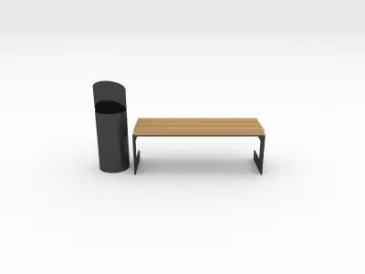Bench Park 44 Low-poly 3D model