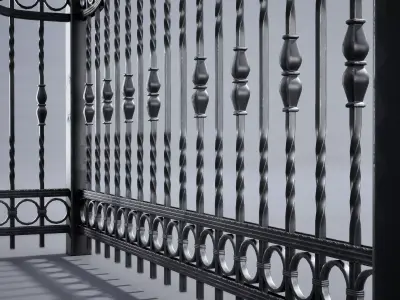Steel Fence Free low-poly 3D model