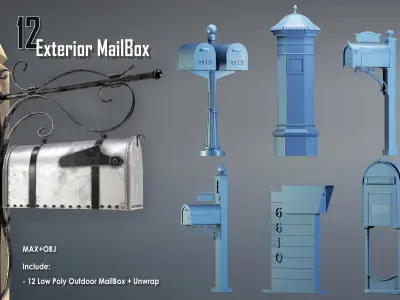 Exterior Mailbox Low-poly 3D model