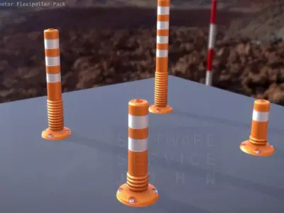 Traffic Delineator Flexipollers Low-Poly Pack Low-poly 3D model