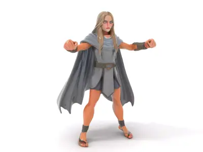 Mystic Warrior Character Model Rigged and Animated Low-poly 3D model