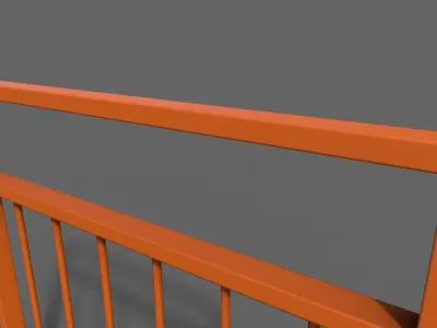 PBR Pedestrian Guard Rail Orange V4 Low-poly 3D model