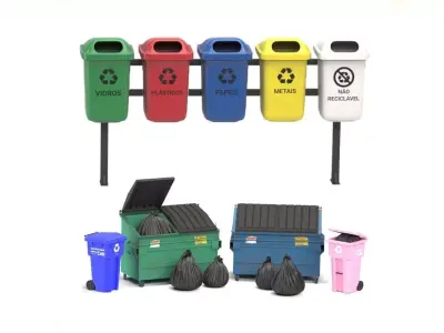 Trashbin trash cans and recycling bins 3D model