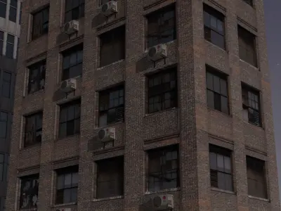 Low poly Realistic Building tall with windows 3D model