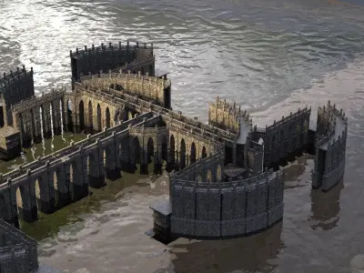 Scifi City bridge Kitbash 3D model