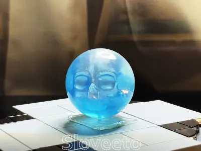 Transparent Skull Ball with Intricate Detailing 3D print model