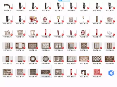 Chinese classical style windows 3D model