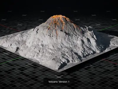 Volcano Landscape Terrain Assets 3D Model Pack