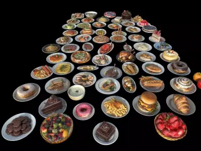 Food Pack Low-poly 3D model