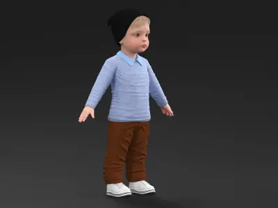  Child in Fall Clothes A-Pose 