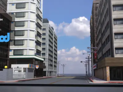 TW Street with Police Station 01 3D model