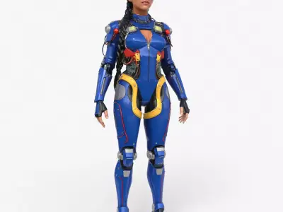 Cybernetic Girl Visor Body High Detail 3D model