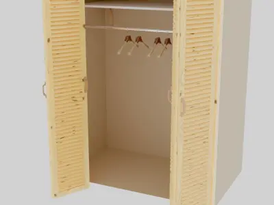 Closet Wardrobe with Bi-folding 4x doors 3D model