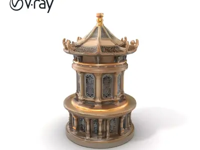 Intricate Drum Tower Architectural model pack Low-poly 3D model