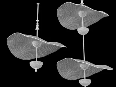 Envolee three light fixtures with gold finish 3D model