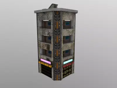 Cyberpunk City - Building 39 Low-poly 3D model