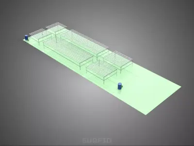 LARGE NFT FIELD AEROPONIC HYDROPONIC LAYOUT ARRAY ROW PLANT FARM 3D model