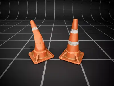 Used Road Props  Game-Ready   Low-poly 3D model
