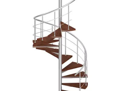 Wooden Spiral Stairs 3 3D model