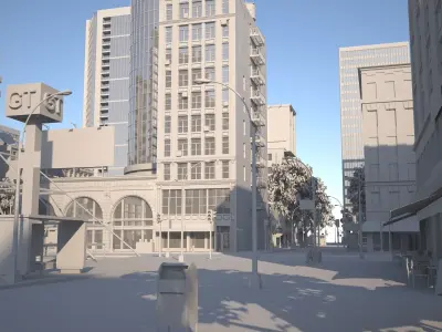 Downtown city in sky Low-poly 3D model