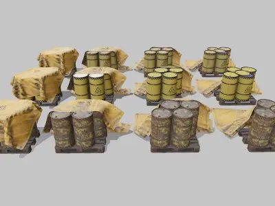 Covered barrels biohazard Low-poly 3D model