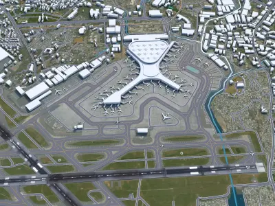 Chhatrapati Shivaji Maharaj Airport 10km Low-poly 3D model