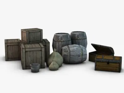 Low Poly Storage Props 3D model