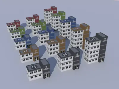 Cartoon Building Low Poly Building Commercial Police Station Low-poly 3D model