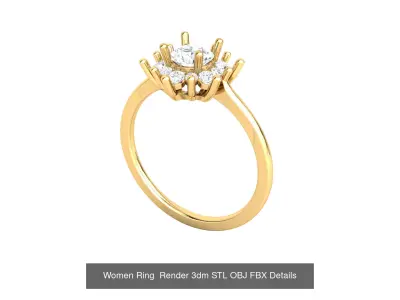 31 Women Engagement Ring 3dm STL OBJ FBX Details Collection  3D Model Pack