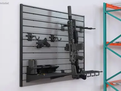  Gun Rack Gray with Weapons 