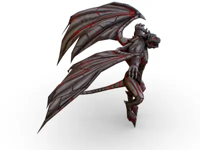 Low Poly Stone Gray Gargoyle Monster Low-poly 3D model