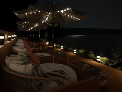 A Summer Place To Relax Blender Scene - NIGHT 3D model