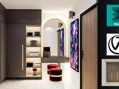 Dressing Room modern01 3D model Free 3D model