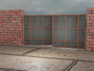 Rusty Industrial Gate  Game Ready Low Poly 3D Model Free low-poly 3D model