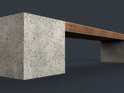 Modern Outdoor Bench 75 PBR Game Ready Low-poly 3D model