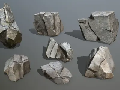 Rock Set Low-poly 3D model 47