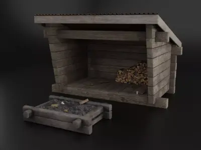 Wind protection forest shelter Low-poly 3D model