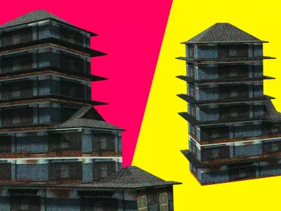 Edo Japanease Building - Super Lowpoly Low-poly 3D model