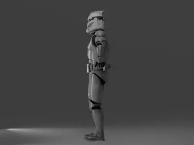 Clone Trooper Phase I Rigged 3D Asset - Clone Wars - BF2 style 3D model