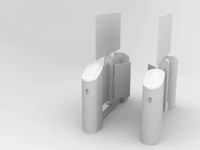 turnstile stand with two doors Low-poly 3D model