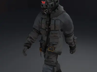 Scifi Character - Cyberpunk Enforcer Low-poly 3D model