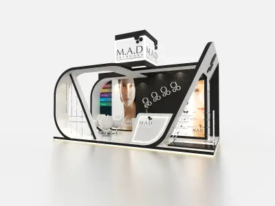 Exhibition booth design ready to use Low-poly 3D model