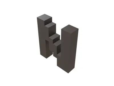 Pixel Font N v1 001 Low-poly 3D model