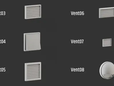 45 Exterior airconditioners and ventilators Low-poly 3D model