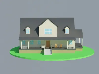Low Poly Big House Low-poly 3D model