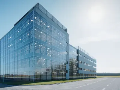 Modern Office Building with carpark Low-poly 3D model