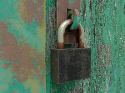 Wooden door latch   Low-poly 3D model