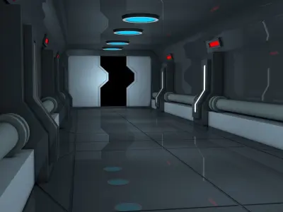 Sci Fi Corridor 3D model 4